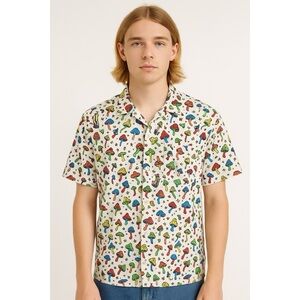 A-Lab Shroomie White Short Sleeve Button Up